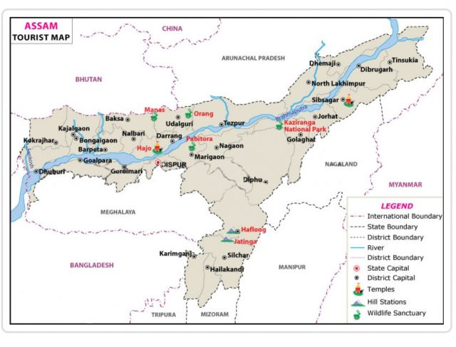ASSAM TOURIST MAP