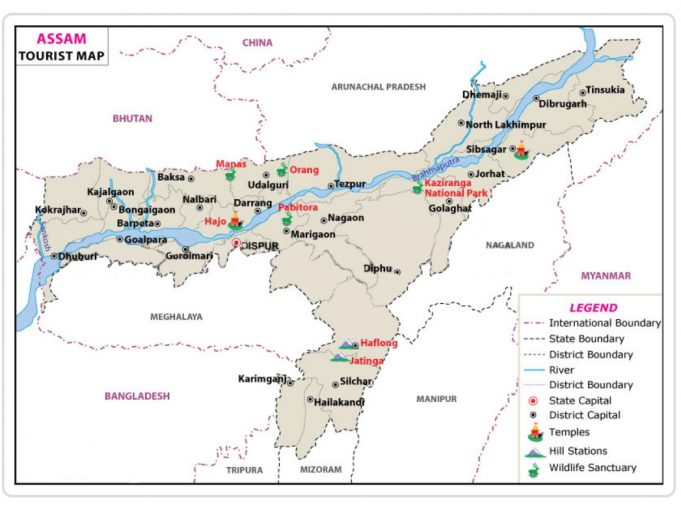ASSAM FACTS ASSAM TOURIST MAP
