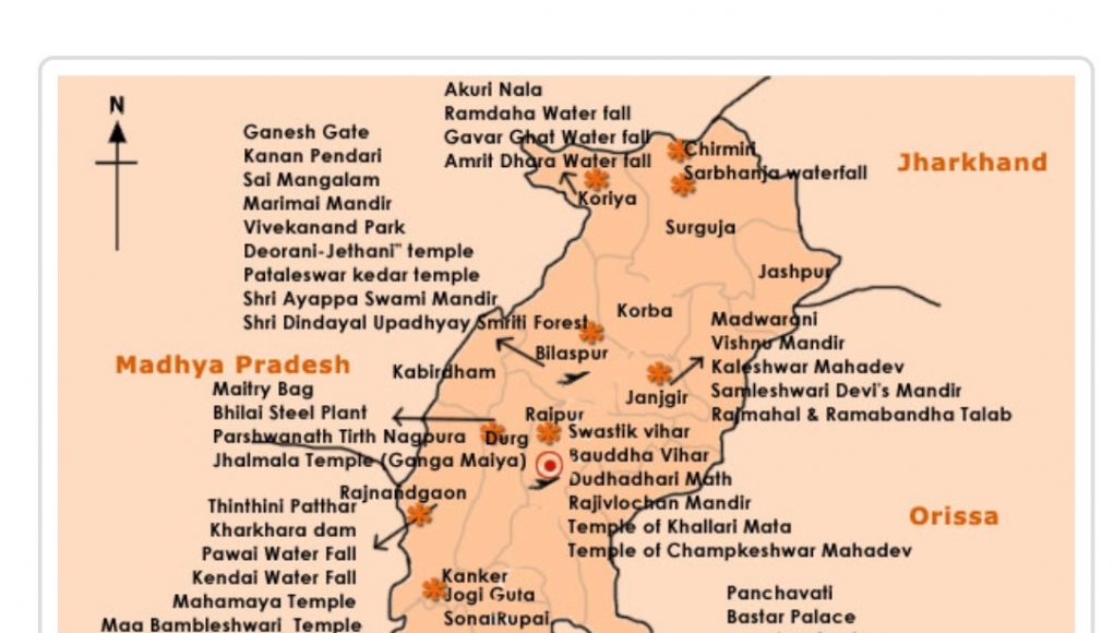 CHHATTISGARH FACTS CHHATISGARH TOURIST MAP