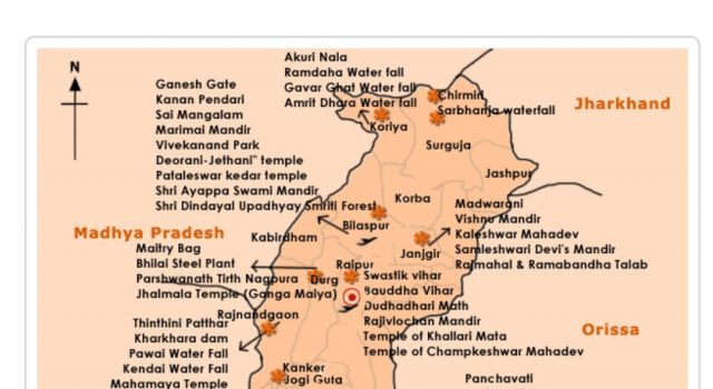 CHHATTISGARH FACTS CHHATISGARH TOURIST MAP