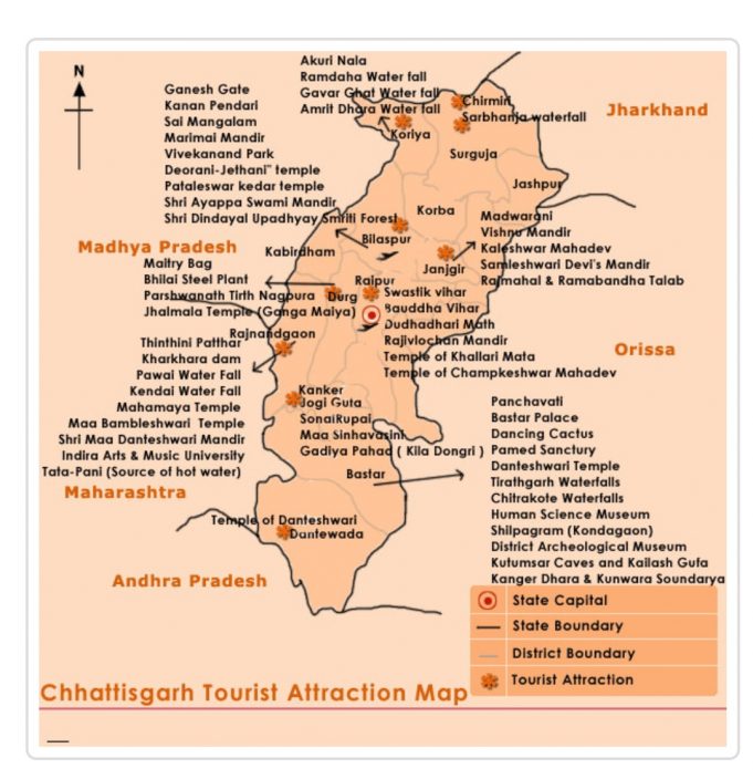 CHHATTISGARH FACTS CHHATISGARH TOURIST MAP