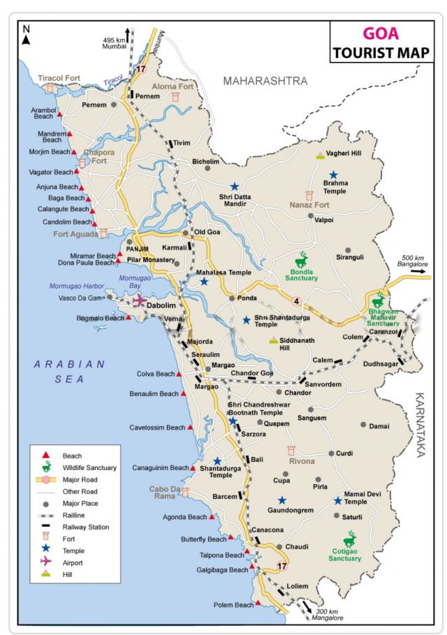 GOA TOURIST MAP