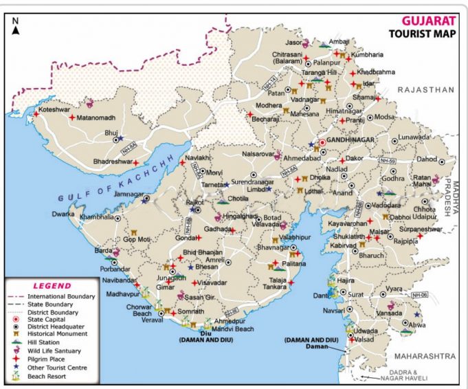 GUJARAT FACTS GUJARAT TOURIST MAP