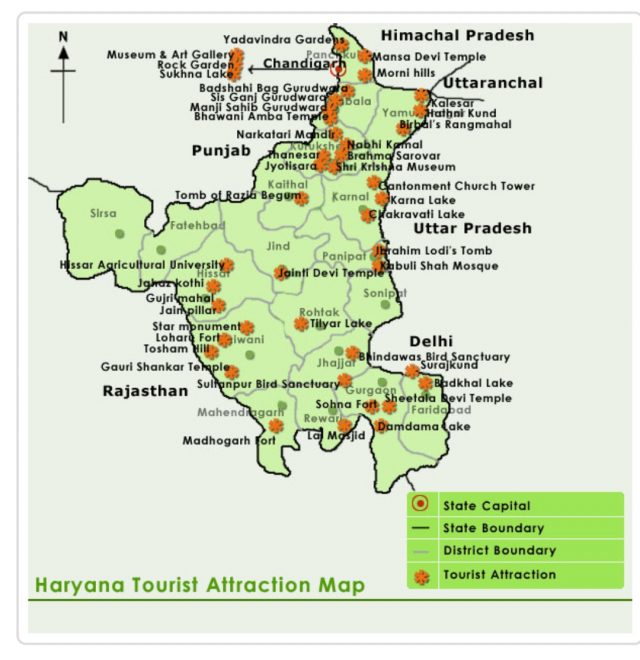 HARYANA TOURIST MAP