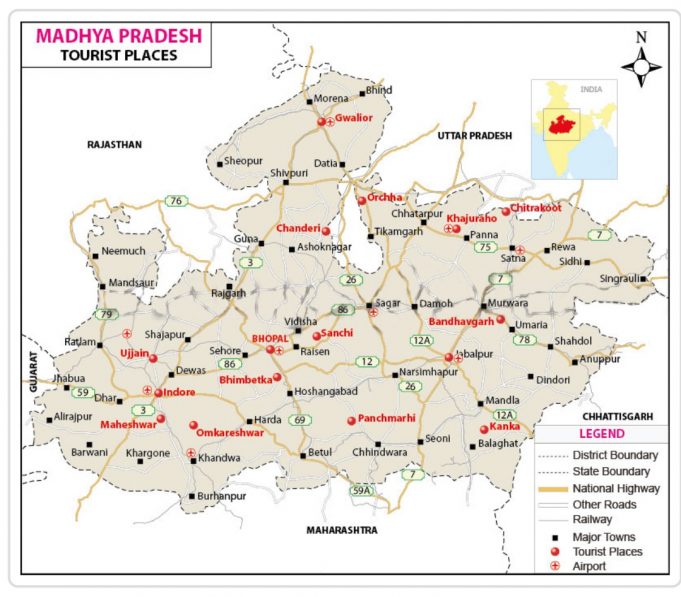 GENERAL FACTS ABOUT MADHYA PRADESH MADHYA PRADESH TOURIST MAP