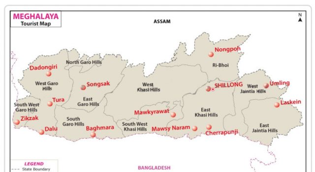 GENERAL FACTS ABOUT MEGHALAYA MEGHALAYA TOURIST MAP