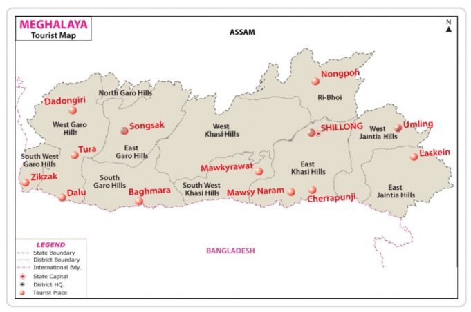 GENERAL FACTS ABOUT MEGHALAYA MEGHALAYA TOURIST MAP