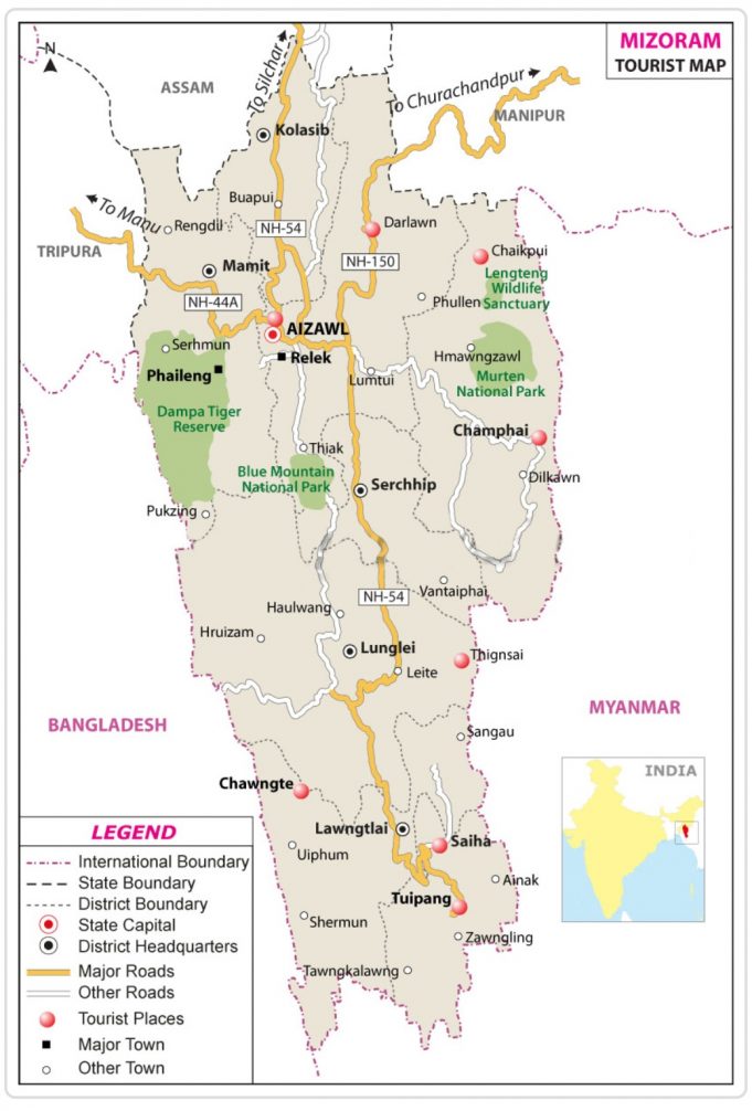 MIZORAM GENERAL FACTS MIZORAM TOURIST MAP