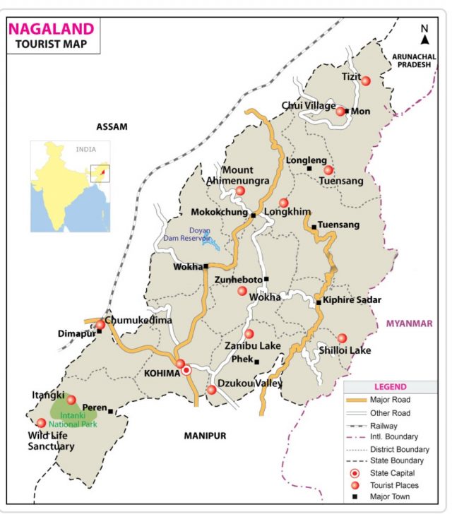 NAGALAND TOURIST MAP
