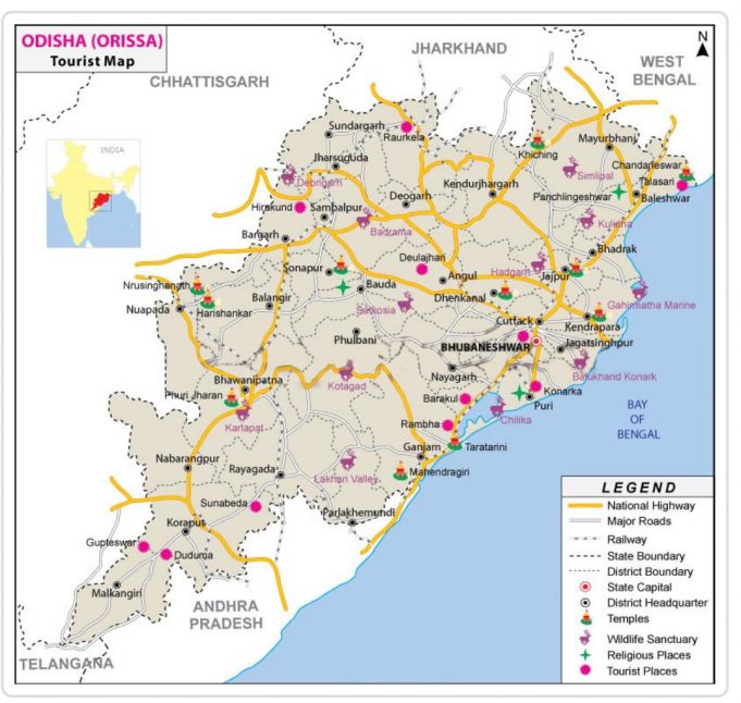 GENERAL FACTS ABOUT ODISHA ODISHA TOURIST MAP