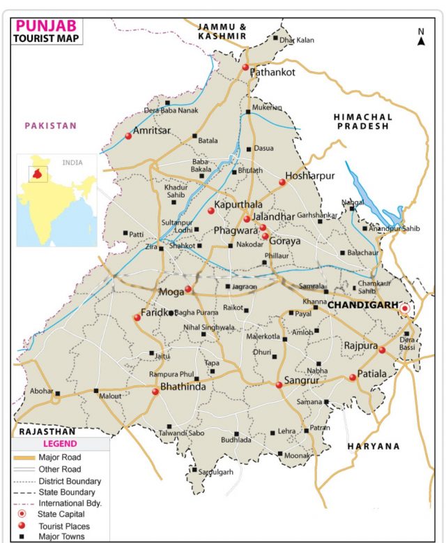 TOURIST MAP OF PUNJAB