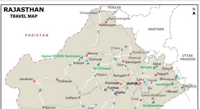 GENERAL FACTS ABOUT RAJASTHAN TOURIST MAP OF RAJASTHAN
