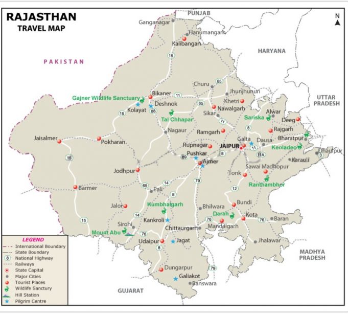 GENERAL FACTS ABOUT RAJASTHAN TOURIST MAP OF RAJASTHAN