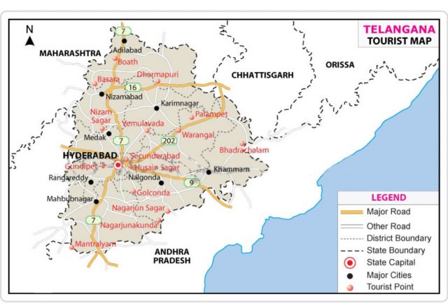 TELANGANA TOURIST MAP