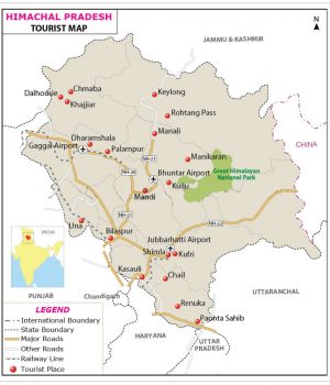 IMPORTANT FACTS OF HIMACHAL PRADESH TOURIST MAP OF HIMACHAL