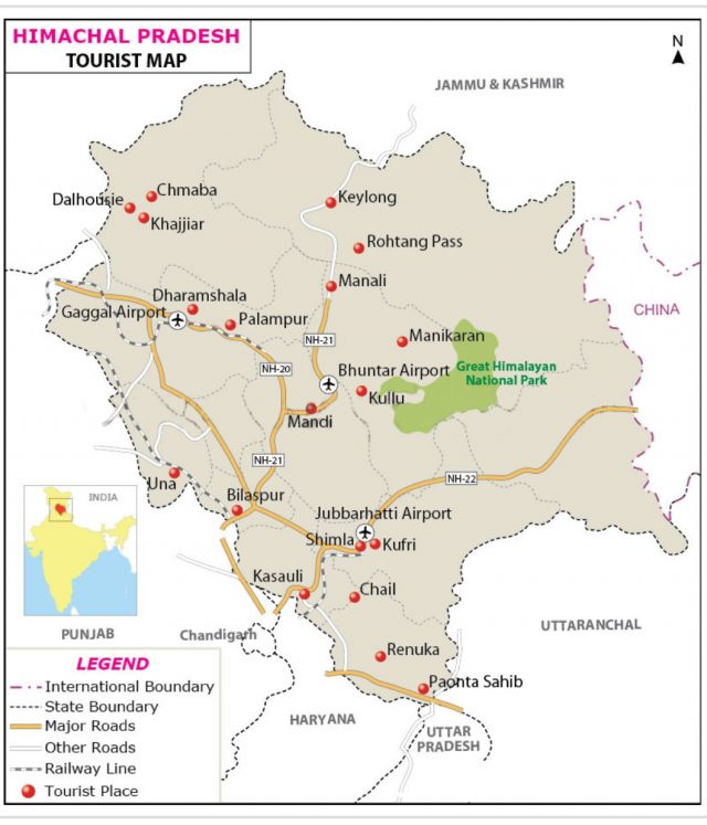 TOURIST MAP OF HIMACHAL