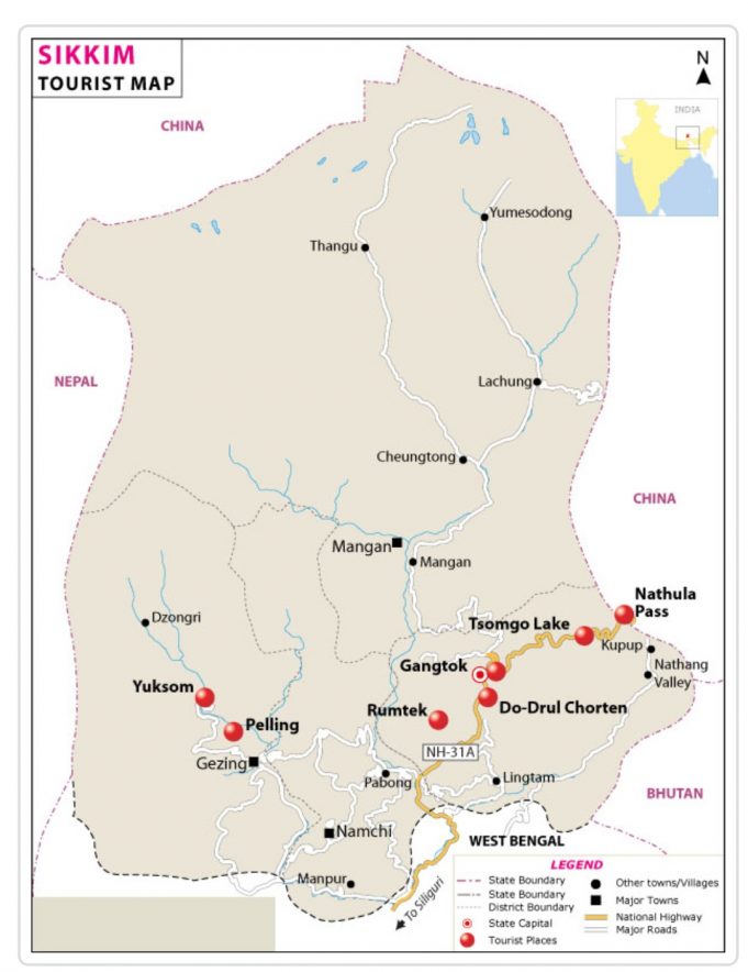 GENERAL FACTS ABOUT SIKKIM TOURIST MAP OF SIKKIM
