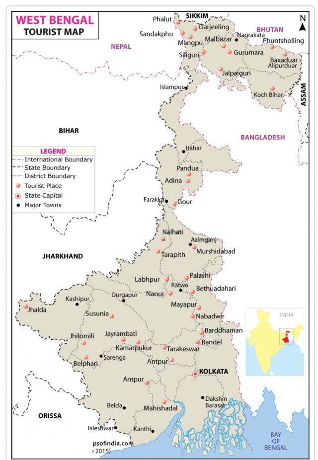 TOURIST MAP OF WEST BENGAL