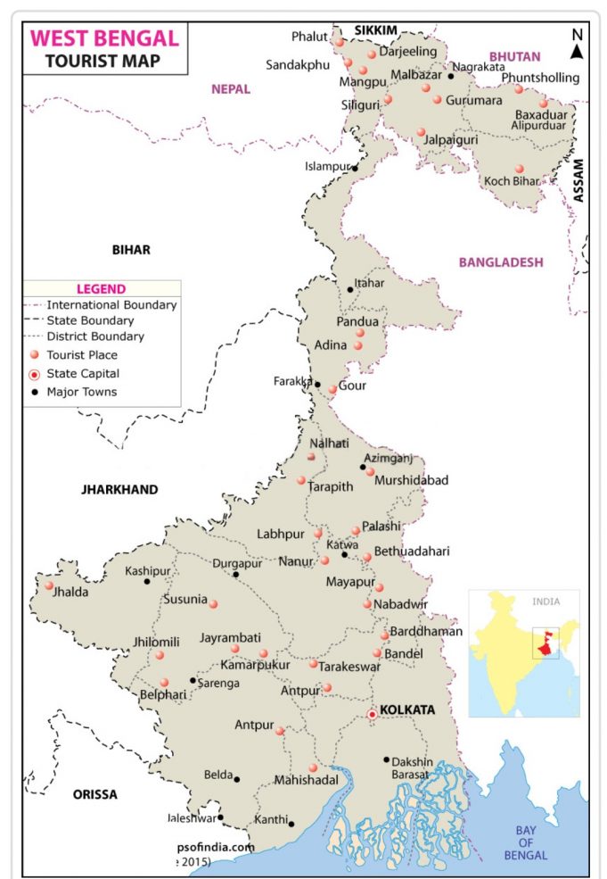 FACTS ABOUT WEST BENGAL TOURIST MAP OF WEST BENGAL