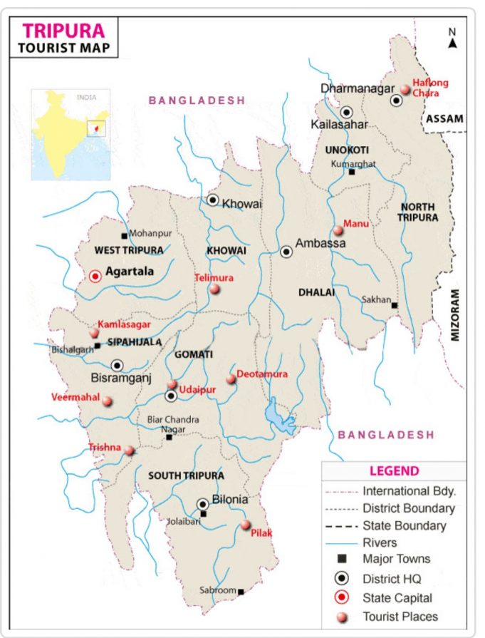 FACTS ABOUT TRIPURA TRIPURA TOURIST MAP