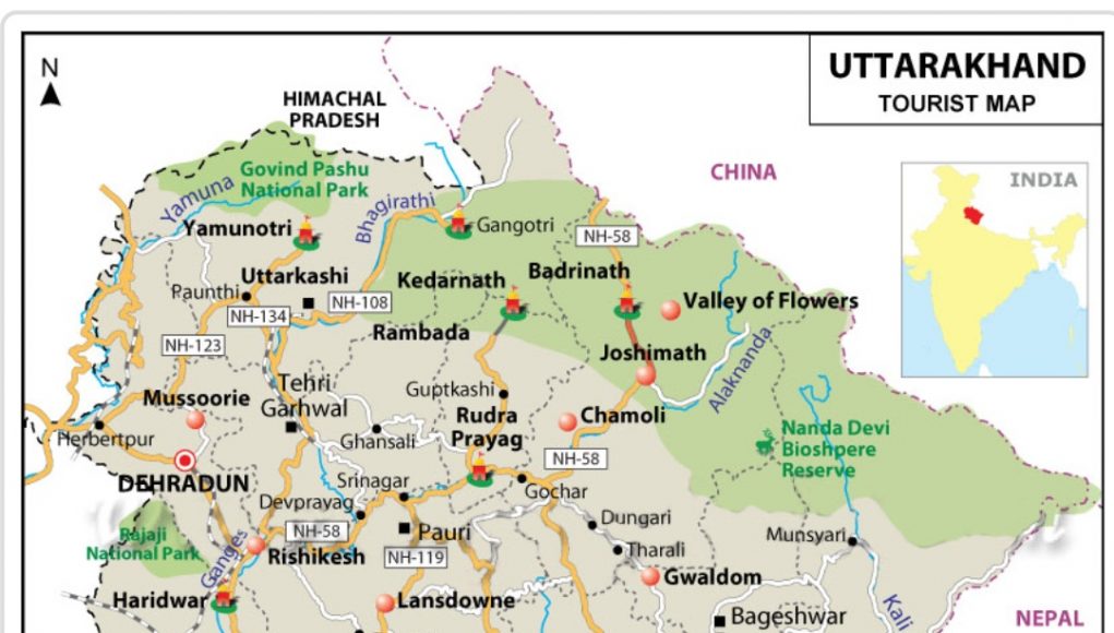 FACTS ABOUT UTTATAKHAND TOURIST MAP OF UTTARAKHAND