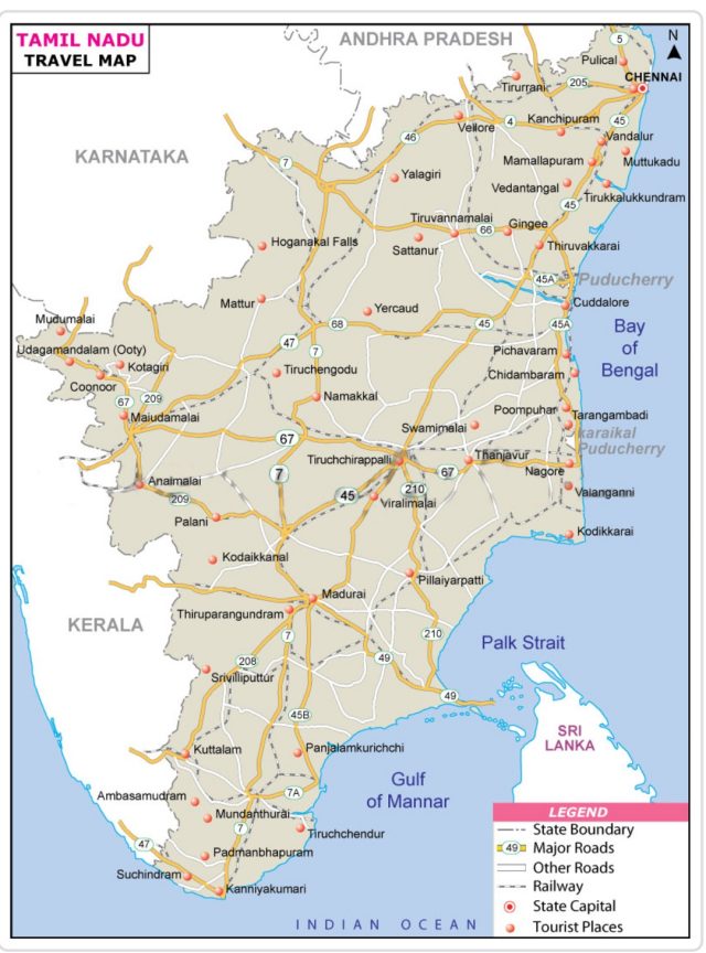 TAMIL NADU TOURIST MAP