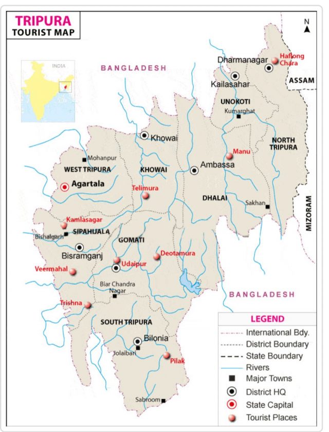 TRIPURA TOURIST MAP