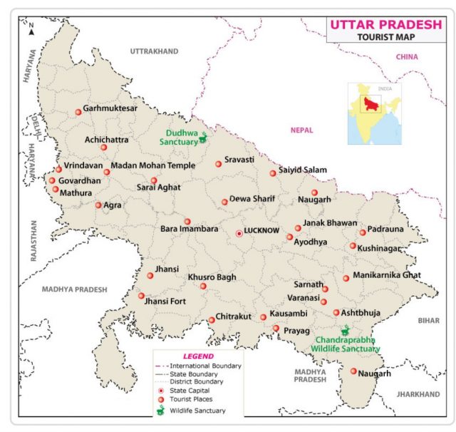 UTTAR PRADESH TOURIST MAP